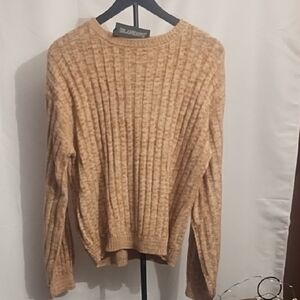 Blank NYC Tan Ribbed Crewneck Sweater